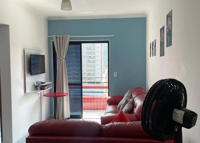 Ap Canto Do Forte Com Wi-Fi, Tv E Varanda